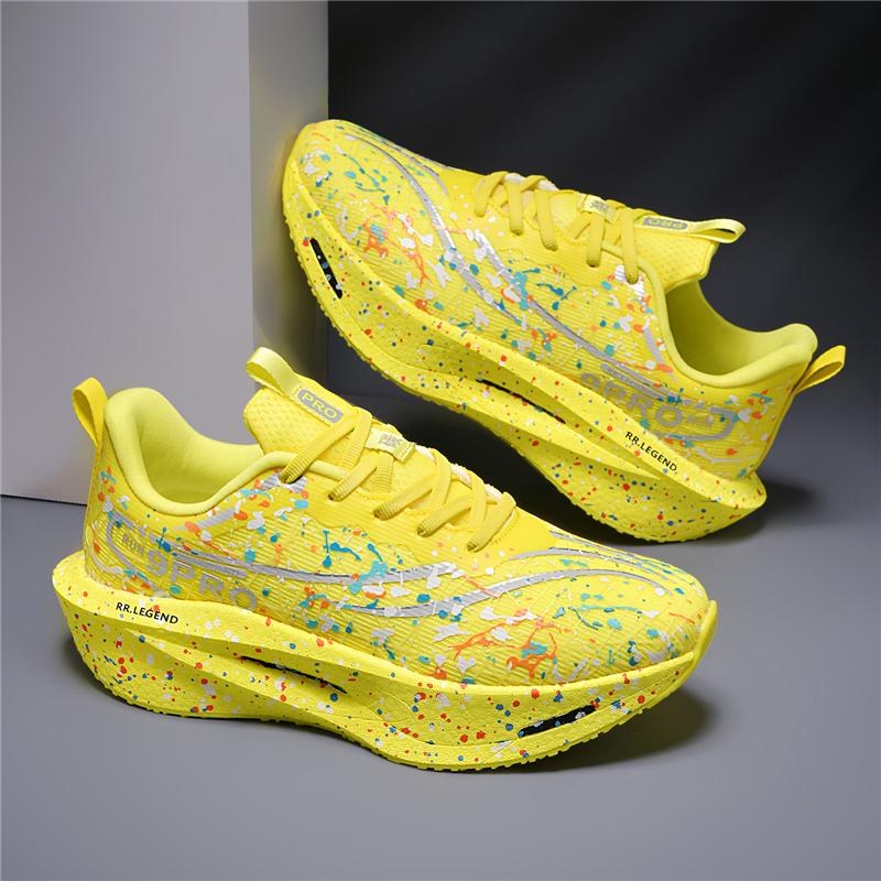 Men Carbon Plate Running Shoes Breathable Mesh Shock Absorb Non Slip Marathon Racing Jogging Sneakers Woman Walking Sport Shoes