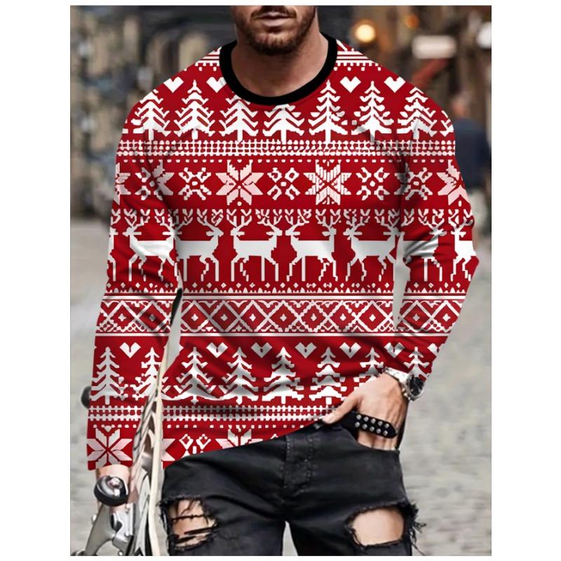 Christmas Outfit Men'S Long Sleeve T-Shirt Easy Fashion Design for Daily Casual Wear