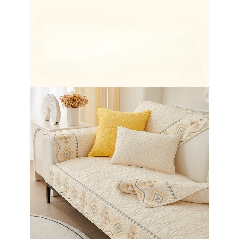 Sofa Cushion New Fabric Craft Ethnic Style Four Seasons Non-Slip Washed Cotton Simple Modern Universal Backrest Towel Cover Thickened