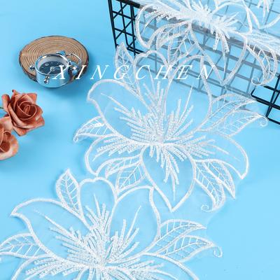 Bead Embroidery Mesh Bottom Embroidery Beads Lace Beads Embroidery Accessories Lace Fabric Wedding Dress Width 20Cm