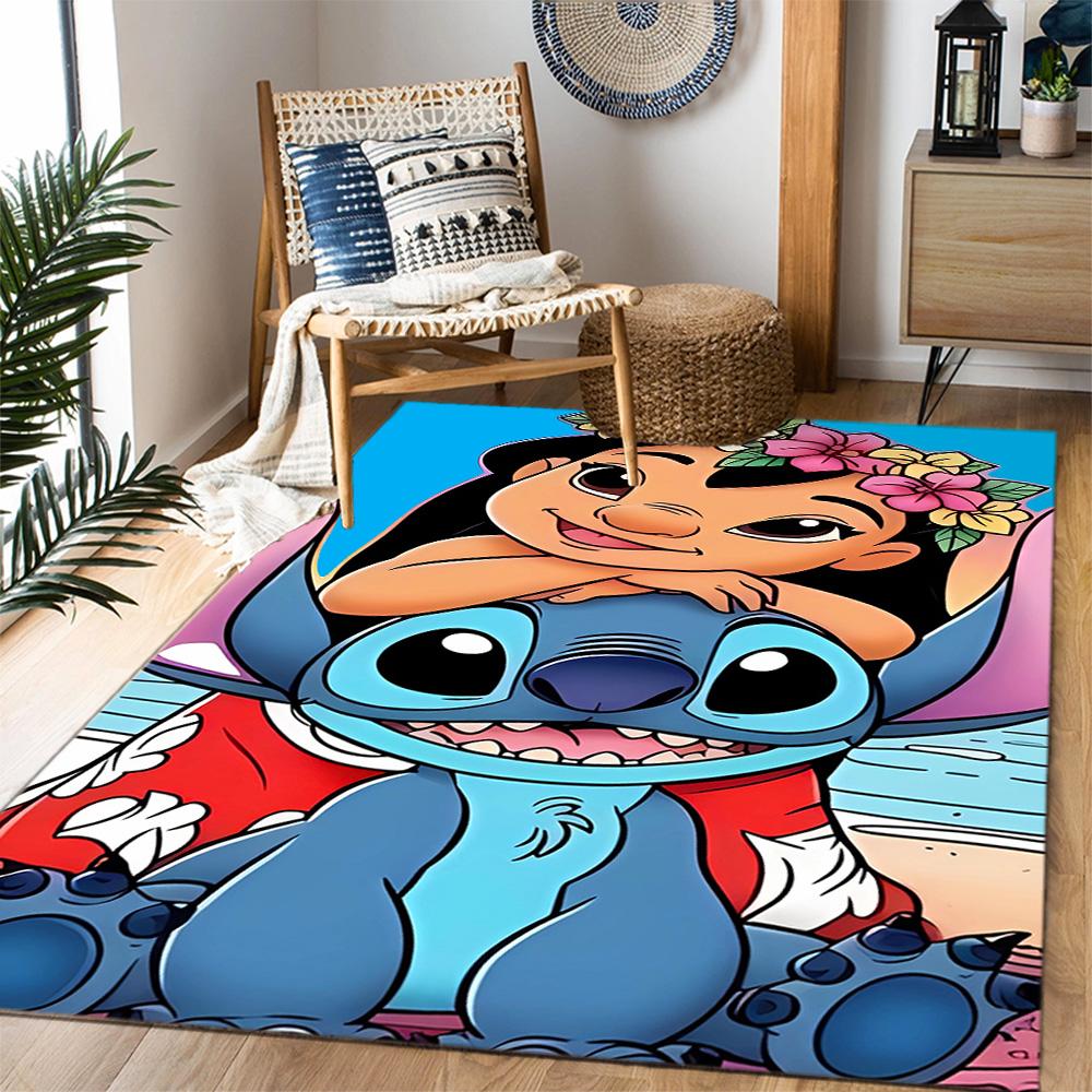 Lilo And Stitch Dance Party Disney Cartoon Theme Anti-Slip Rug - Polyester, Home Decor, Suitable for Bedrooms, Living Rooms, Doorways, and Studios