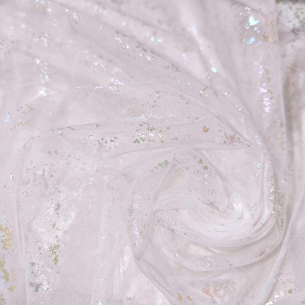 Glitter Tulle 150cm Colorful for Crafts and Costumes [moonfarm] 2-Way Fabric, Sparkly, Wide, Lace, (White, 2m)