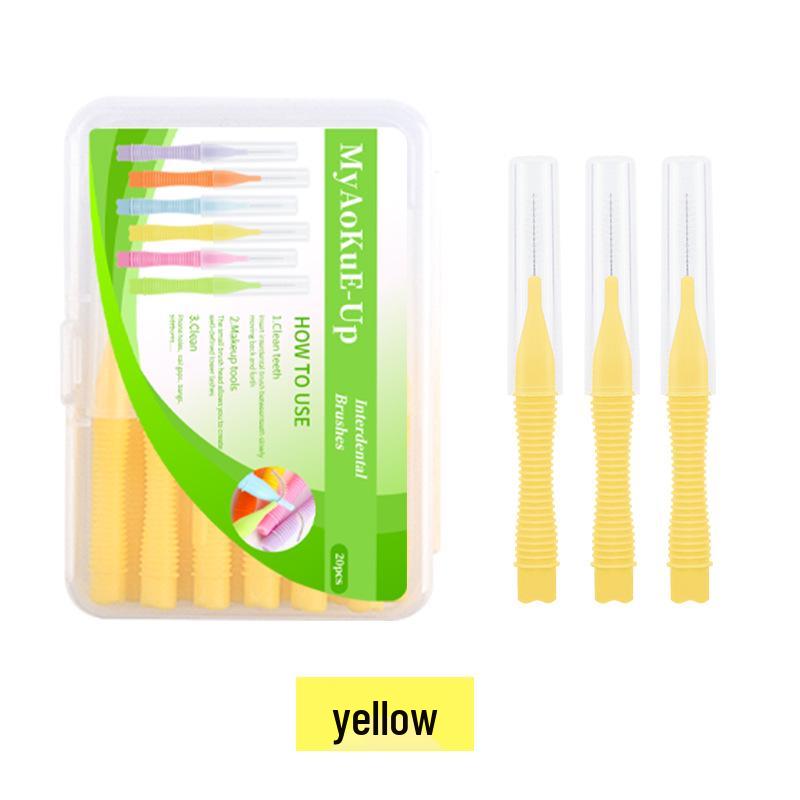 Zestaw szczoteczek międzyzębowych i ortodontycznych: 20 szczelin zębowych, mała brew, cylindryczne szczoteczki do rzęs - 20 sztuk