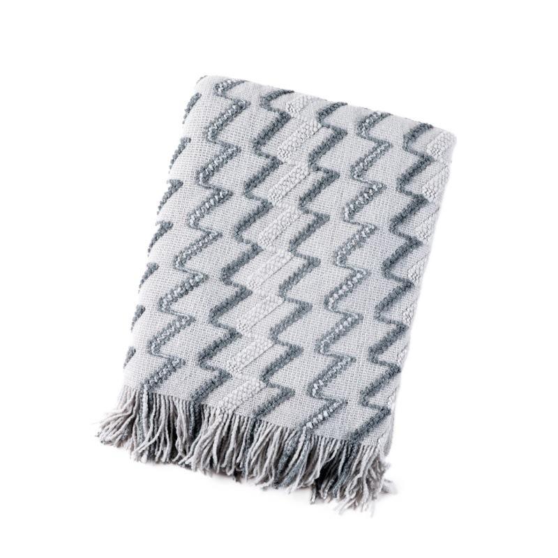 100% Acrylic Khaki Knitted Blanket with Tassel Gift Blanket Bed Sofa Travel Breathable Chic Bohemian Soft Comfortable Blanket