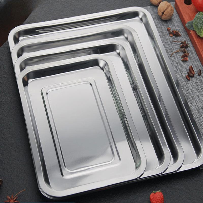 Chuyi Bay Stainless Steel Rectangular Serving & BBQ Trays (4-Pack)