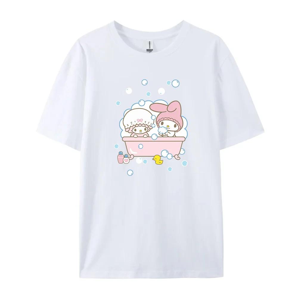 Cotton Breathable Childrens Tshirt 2026 Summer New Cute Melody Printed Parent Child Wear Unisexs and Womens Short Sleeves