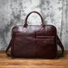 NZPJ Men's Leather Briefcase Retro Top Layer Cowhide Large Capacity Handbag European and American Fashion Shoulder Computer Bag