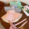 Korean Style Fisherman Hat Versatile Large Brim Sun Cap New Plaid Bucket Hat  for Summer Travel