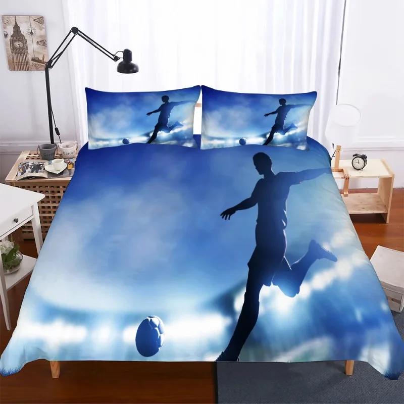 Men Bedclothes Sports Fotbal Bed Cover Sets Comfortable Soft with Soft Fabric Duvet Set Beding Sets Socer 172*218cm 20*230cm Bedsets Young Boys