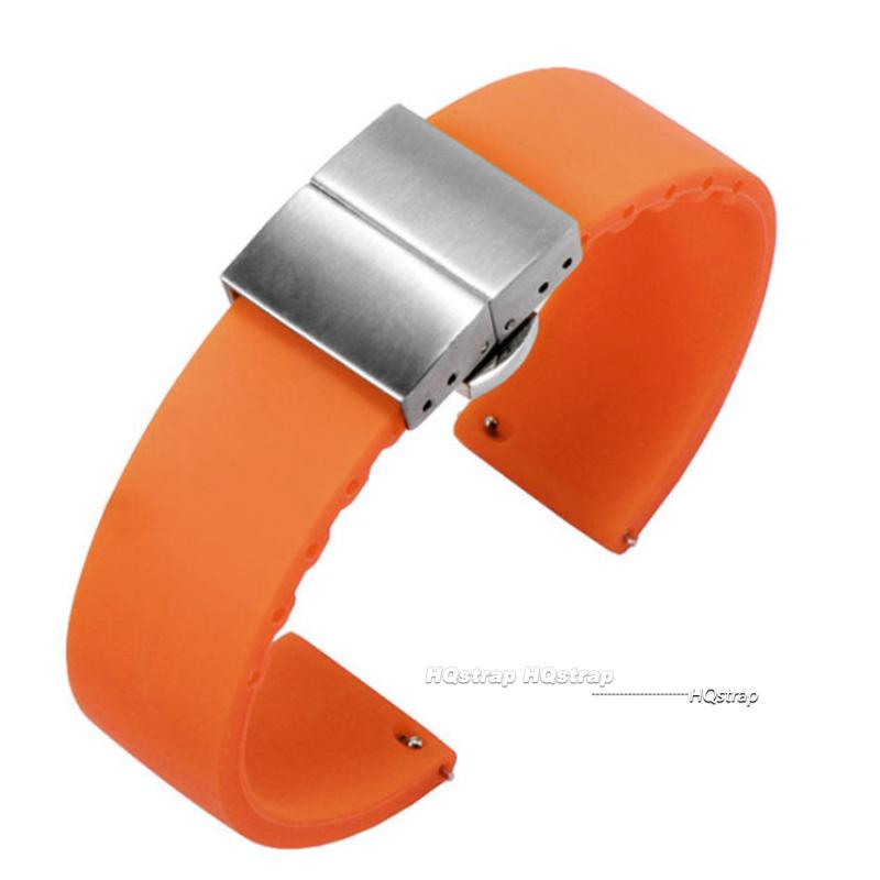 

20mm 22mm Quick Release Silicone Watchband for Rolex Women Men Waterproof Bracelet for Seiko 18mm 24mm Rubber Sport Bands 18mm оранжевый