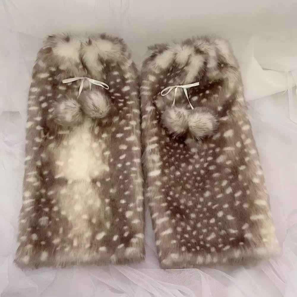 Y2k Furry Leg Warmers Fawn Dot Plush Leg Coverings Fashion Winter Leg Warmers Accessories