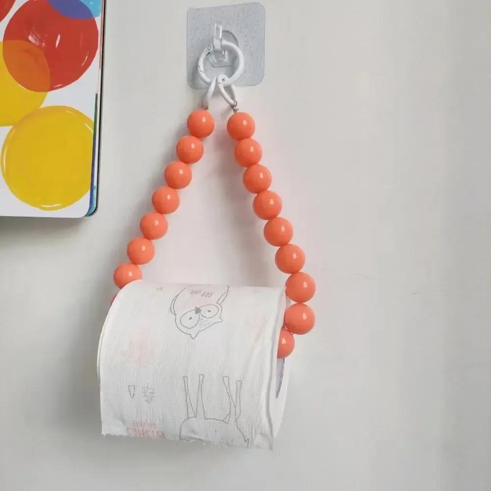 Pink Color Hanging Beaded Tissue Holder Toilet Paper Holder Phone Chain Home Storage Organizer Bathroom Decoration Accessories