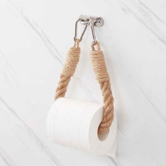 Twine Toilet Roll Holder Wall-Mounted Toilet Paper Holder Rustic Twine Rope