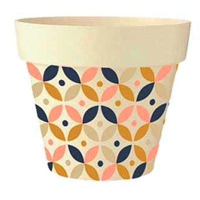 [Q6422] - Bamboo Planter 'Boho' Beige Pink Brown Blue - 10. 5x9. 5 Cm