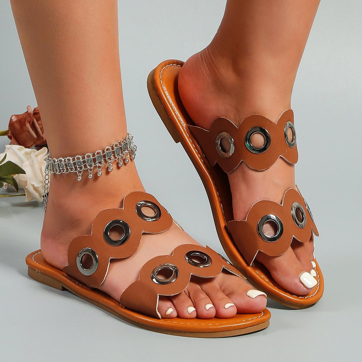 

Женские тапочки с круглым носком, открытым носком, противоскользящие, на плоской подошве, однотонные, уличные, повседневные, удобные женские тапочки без шнуровки 43