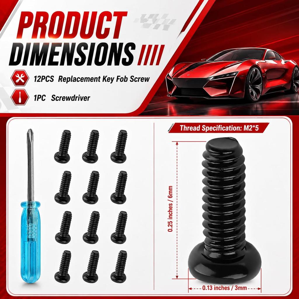 12PCS M2*5 Car Key Fob Screws Replacement OEM#35116-SDA-A11,Stainless Steel Key Fob Repair Kit Compatible with Honda Accord Odyssey,Keys Shell Screws