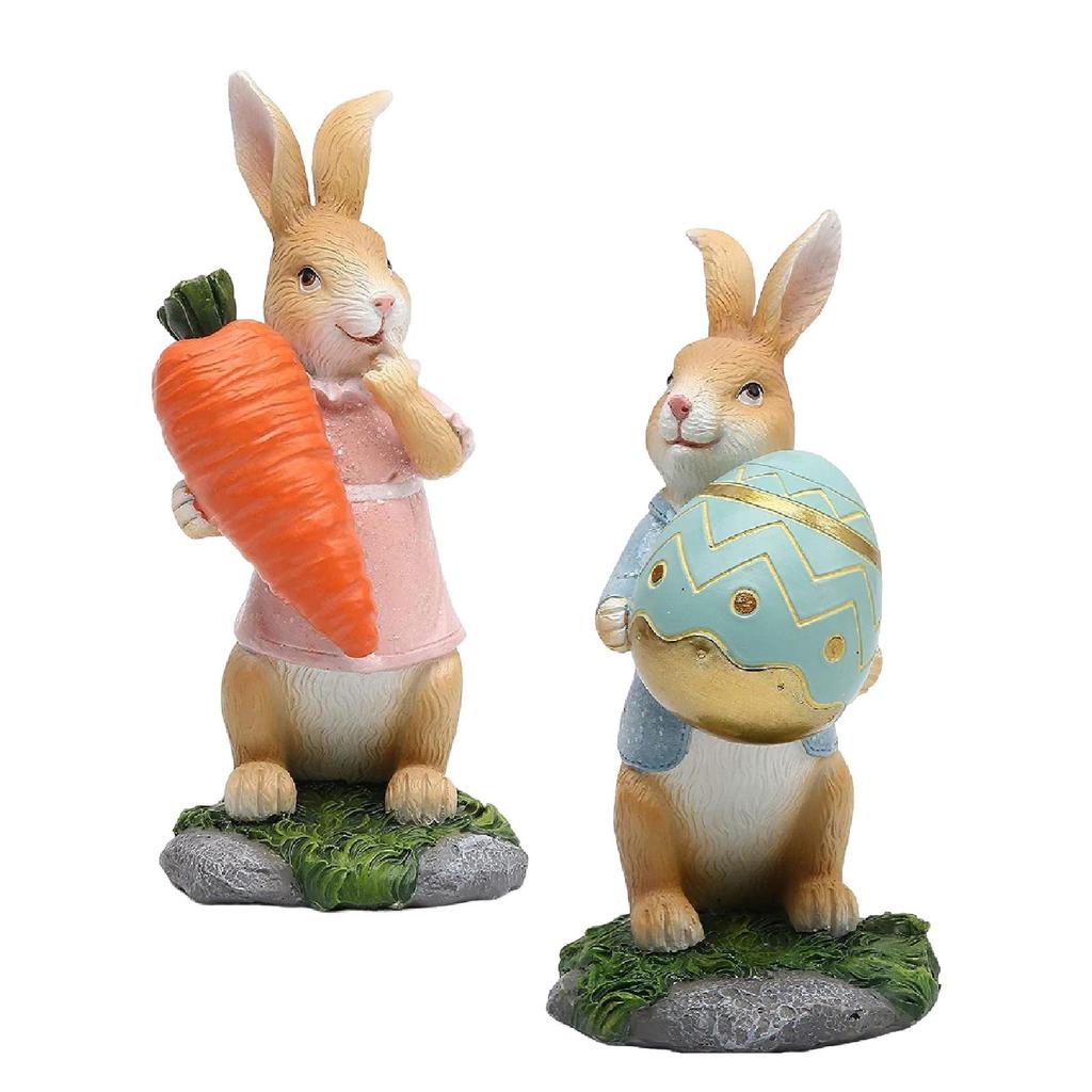 Mini Rabbit Figurine Resin Animal Sculpture Centerpiece for Porch Home Flowerbed Holiday Decor Items