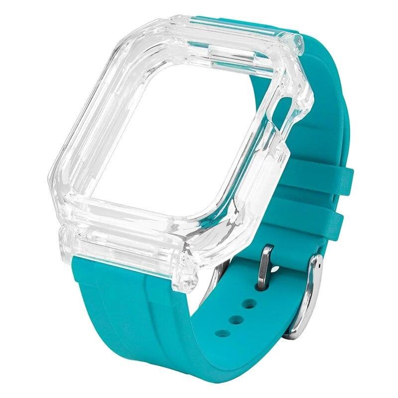 Sports Bracelet For Apple Watch Band 44mm 45mm Mod Kit Rubber Luxury Transparent Silicone Case for Iwatch Series 8 7 6 SE 5 4