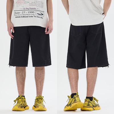 Summer Men's Design Shorts Six-cropped Pants Casual Straight High Street Loose Denim Shorts