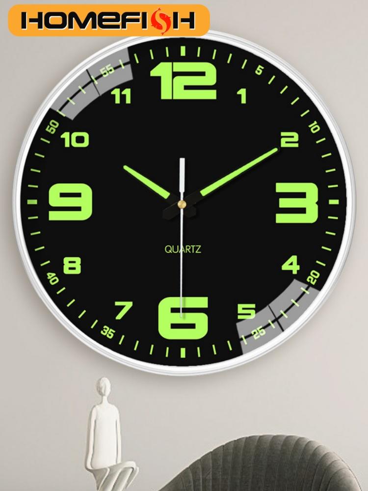 8 Inch Wall Clock Luminous Clock Living Room Decorative Wall Clock Stylish Silent Hole-Free Wall Clock Quartz Clock