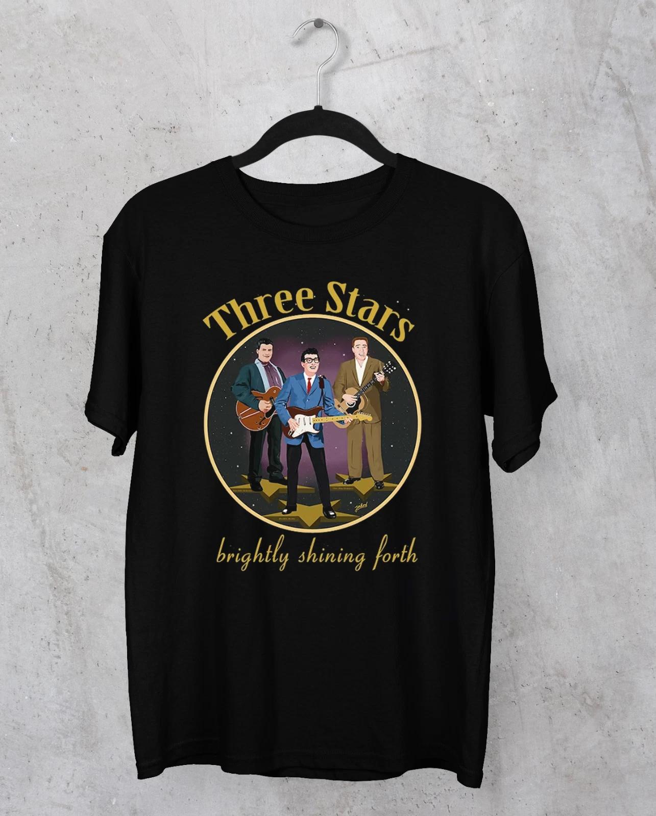 Men s and Women s T-shirts Three Stars Buddy Holly Ritchie Valens The Big Bopper Black Shirt XL