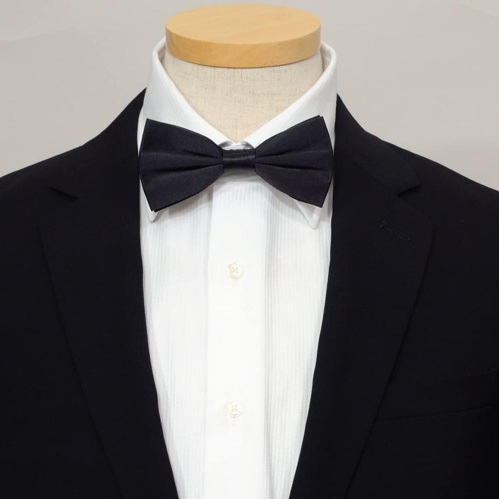 [Ojie] Bow Tie, 100% Silk, Solid Color, Formal, Wedding, Reception, Ceremonial Occasions, Party, Tuxedo, Black