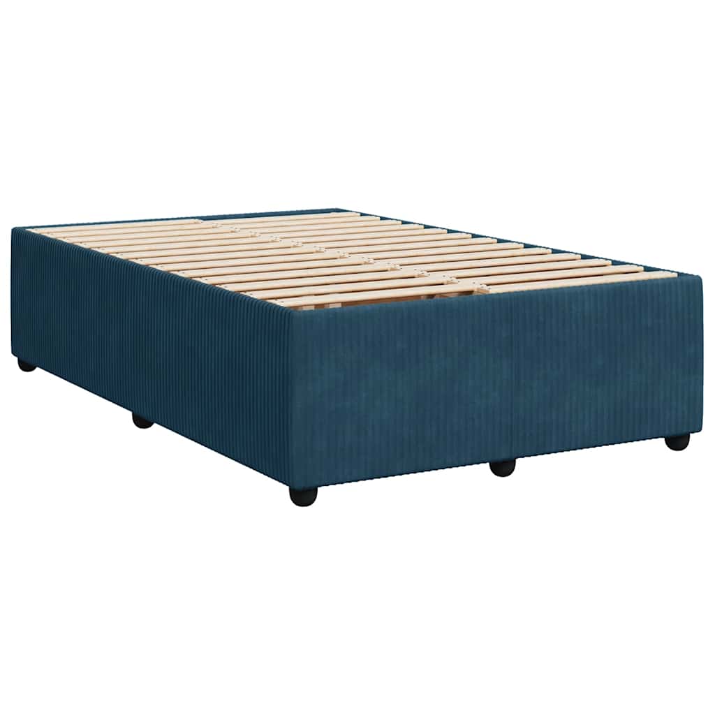 Box Spring Bed with Mattress Blue 120 x 190 cm Velvet
