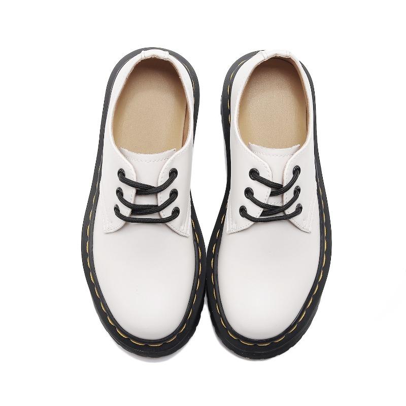 Minefield thick sole low top small leather shoe hole casual versatile student height increase thin short boots women cm 45 белый 6590₽
