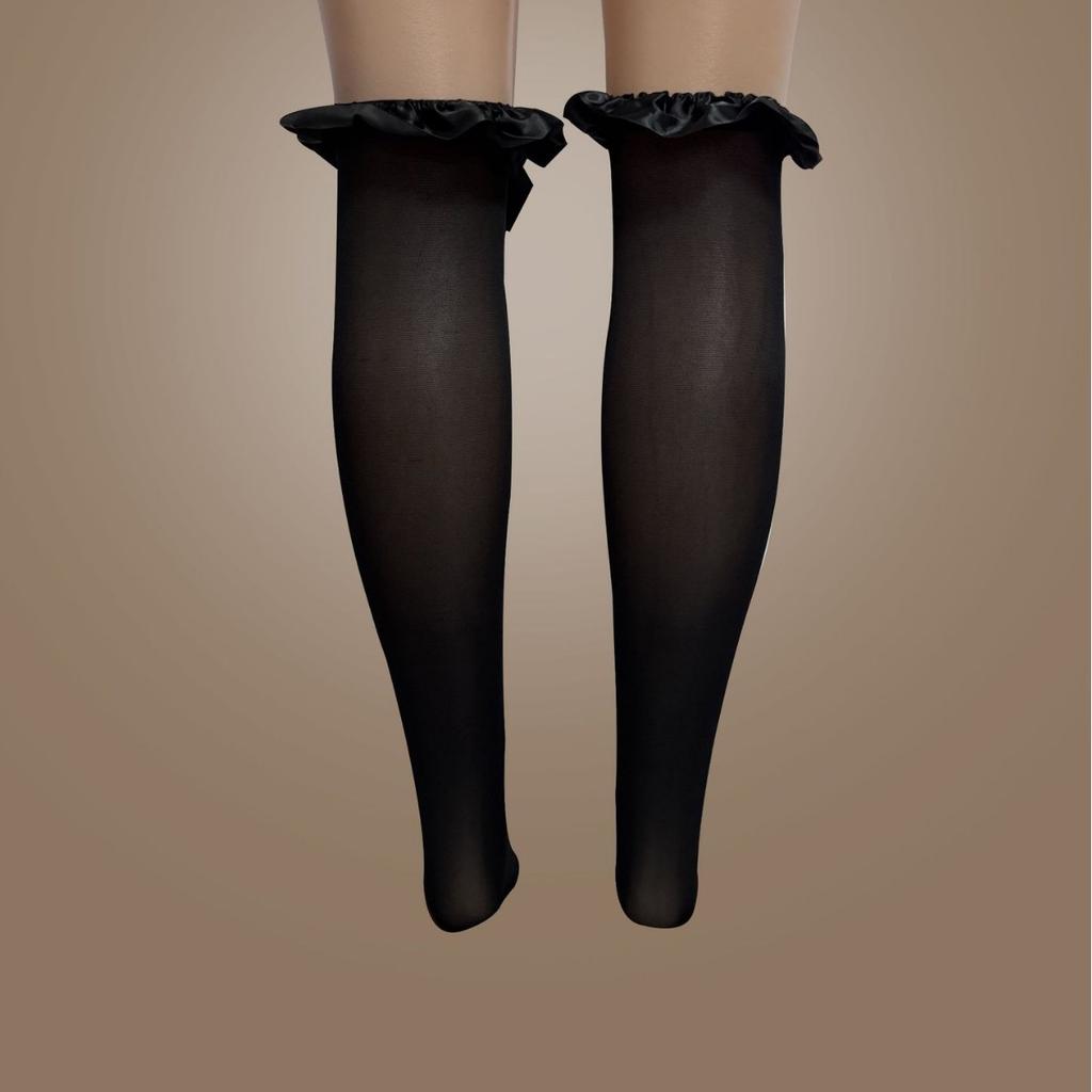 Clearance lingerie with perspective long tube over knee bow stockings 4517