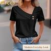 Women's Fashion Casual Solid Color Print Short Sleeve Blouses & Shirts