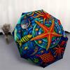 Underwater Paradise: Vibrant Sea Life Stained Cute Window Panel Umbrella, Cute Umbrella with Cute Design, Portable 3-Fold Compact Umbrella for Men & W