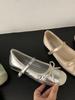 Bow-knot Mary Janes Women's Shoes Height Increasing 2025 Spring New Buckle Strap Ballet Dance Shoes Round Toe Comfortable Flats