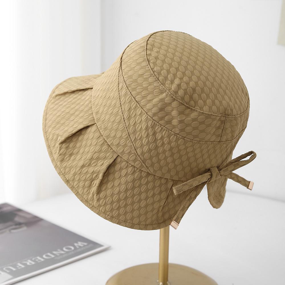 

Уличная мода элегантная шляпа-ведро с бантом для женщин весна и лето показывать маленькое лицо после открытия раковины шляпа для путешествий солнцезащитная шляпа M（56-58cm）