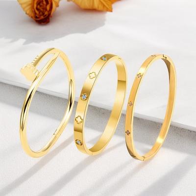 2026 Light Luxury Temperament High Sense Nail Four-leaf Flower Bracelet Light Luxury Temperament Fashion Versatile Exquisite Jewelry Elegant