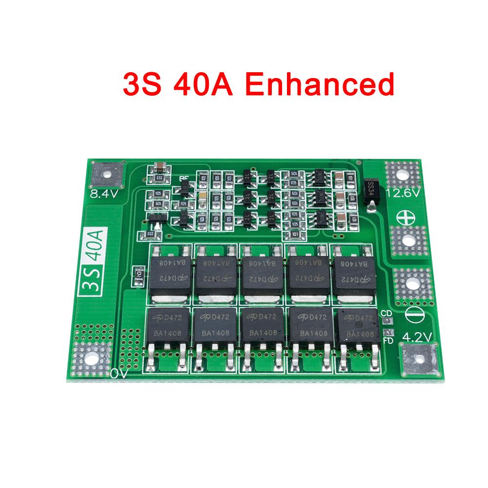 BMS 3S 4S 40A 60A Li-ion Lithium Battery Charger Protection Board 18650 For Drill Motor 11.1V 12.6V/14.8V 16.8V Enhance Balance