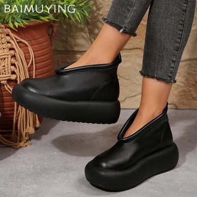 Stivaletti da donna in pelle con plateau, scarpe con tacco medio, moda firmata, tendenza 2025, nuovo marchio classico, oxford, inverno, botas de mujer