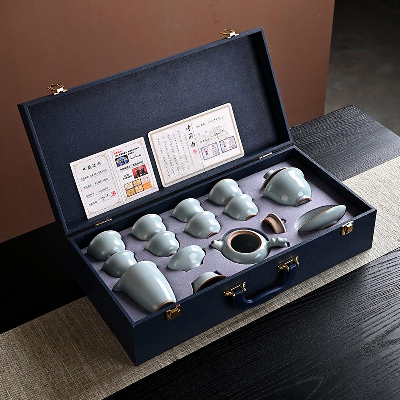 1 High-grade light luxury Kung Fu tea set Ru kiln set set of ceramics