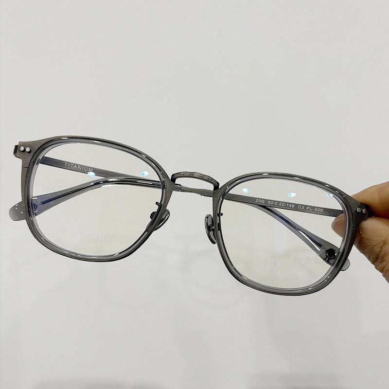 2025 New Reproduction Japanese Style Retro Pure Titanium Glasses IP Electroplating Brushed Metal Texture Acetate Ring Men Frame