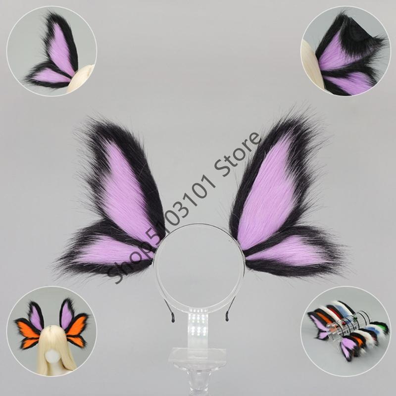 X6HE Adjustable Plush Elf Butterfly Fairies Ear Headpiece For Kids Adult Roleplay Costume Halloween Theme Event Headpiece
