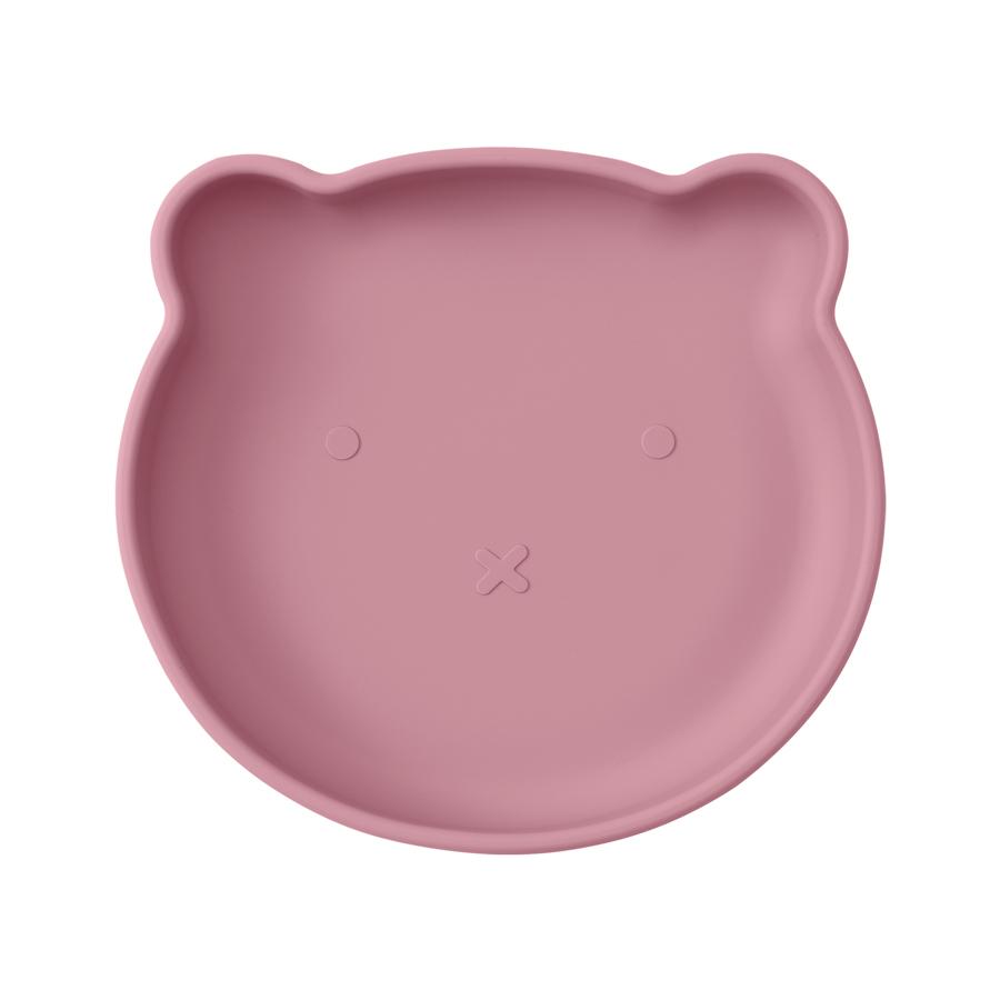 1 stk. Sikker spiseplate i silikon Suge Cartoon Bjørn Babyskål Tallerken Småbarn Trening Servise Retro Barn Mateskål