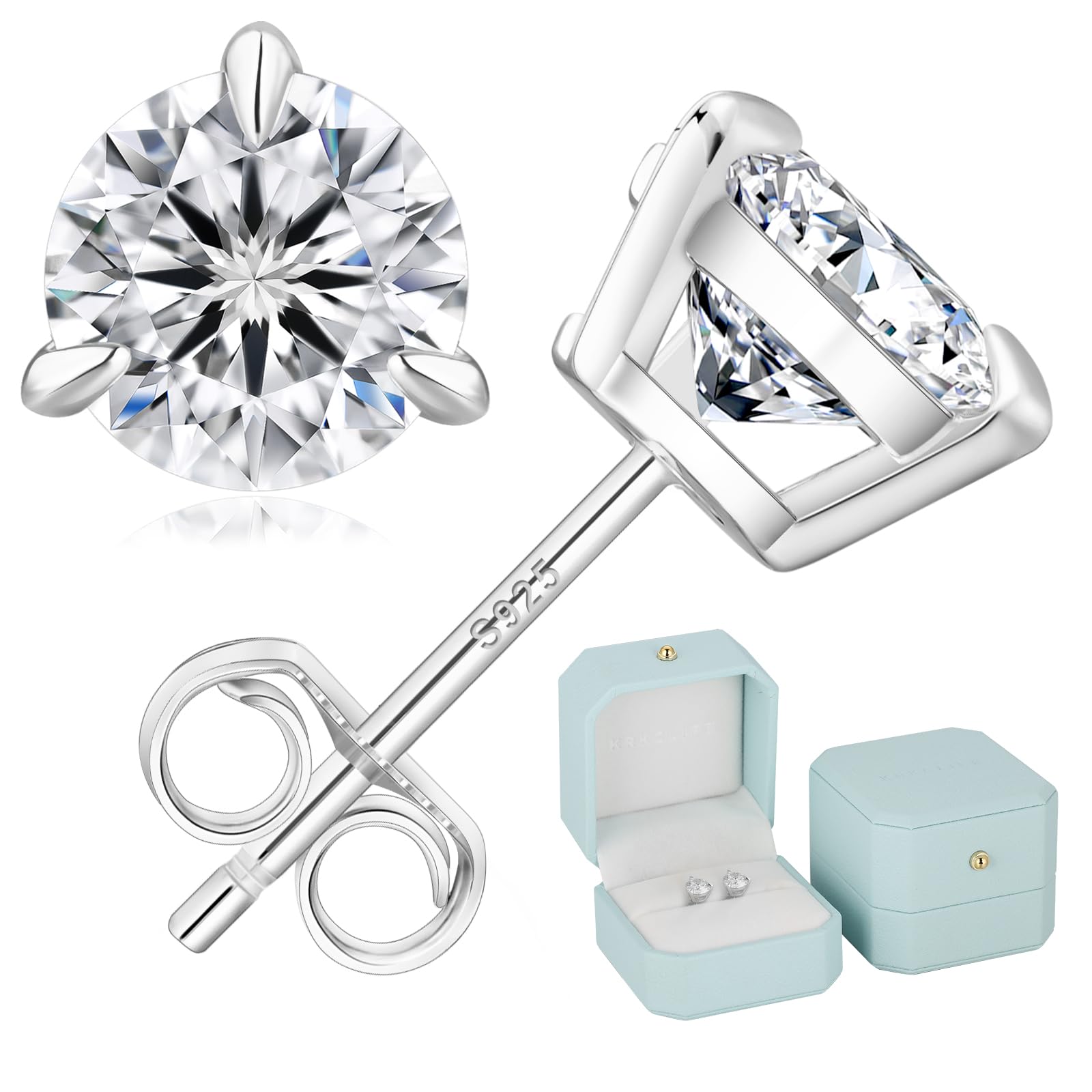 

Серьги KRKCLIFE Diamond 925 гипоаллергенные 1 3 Stud Sparkling Diamond One Silver Gold, Moissanite, Серьги, Moissanite, Мужские, Серебро, Металлы,