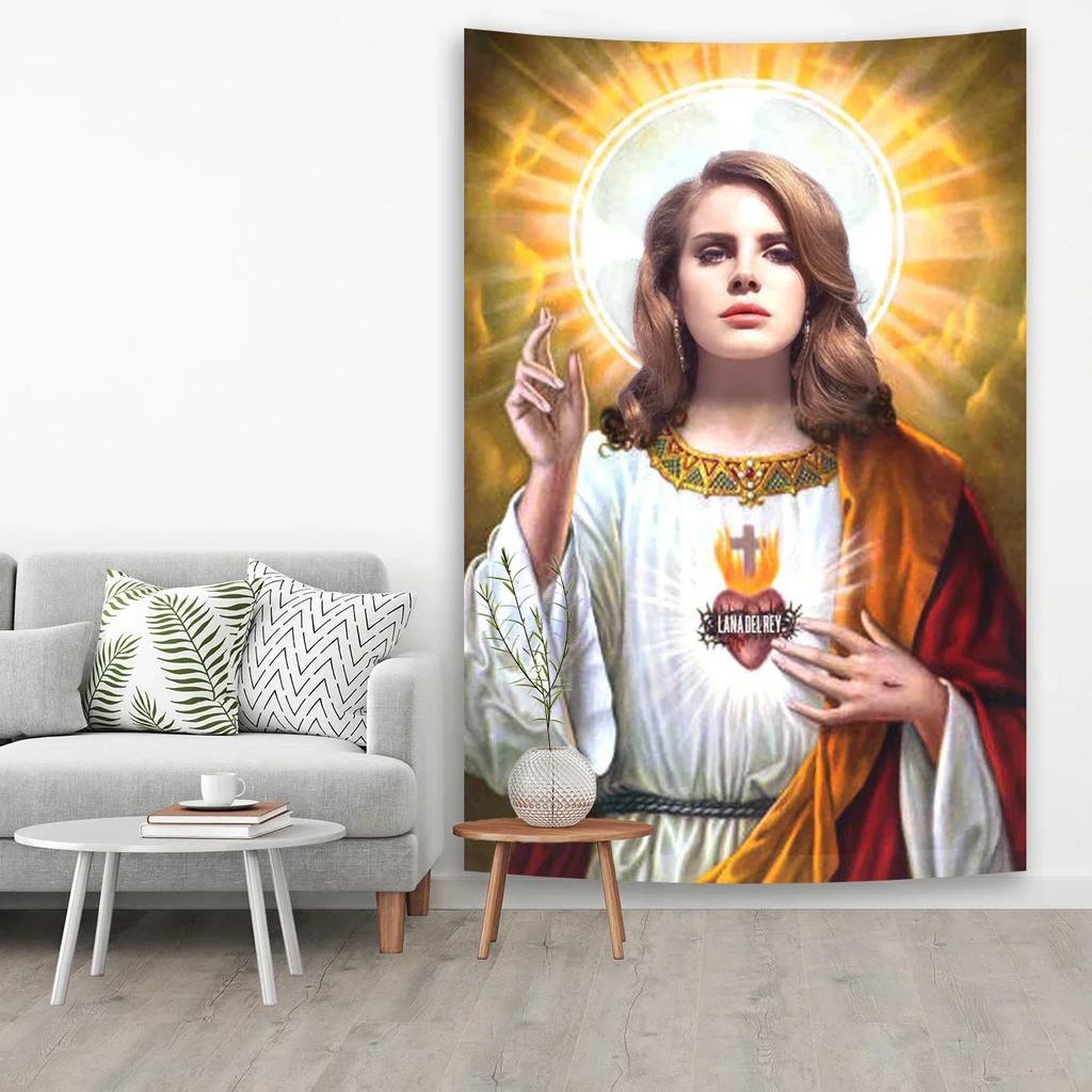 VIKAMA Banner Tappezzeria in Poliestere Lana Del Rey Decorazione Murale Pop Star Americana per Esterno Interno da Appendere per Casa Stanza del Dormitorio