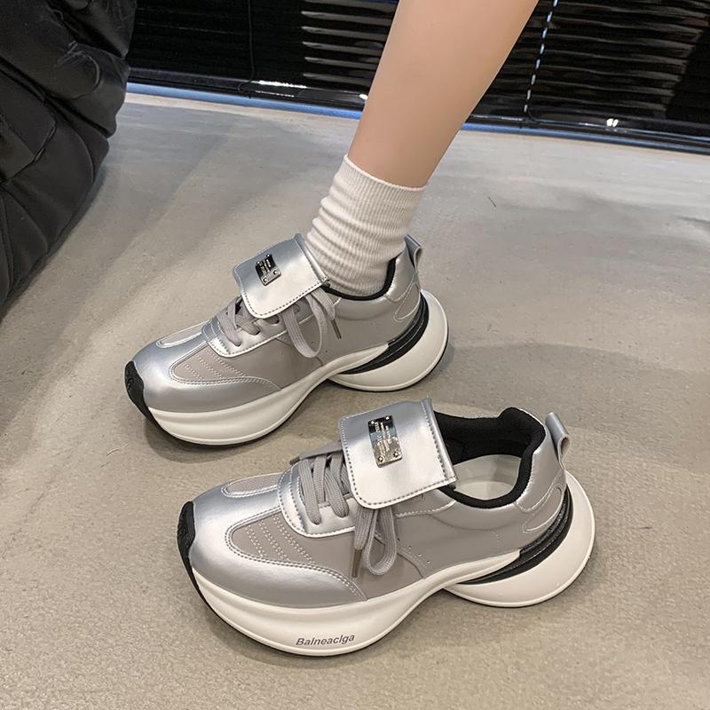 

2024 Дизайн Модного Бренда Спортивная Обувь для Женщин Роскошное Высокое Качество Толстая Подошва Дышащая Повседневная Нескользящая Спортивная Обувь 40 серебряный