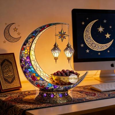 2D Design Crescent Moon Lantern Elegant Crescent Ramadan Eid Decorations  for Eid Al-Fitr