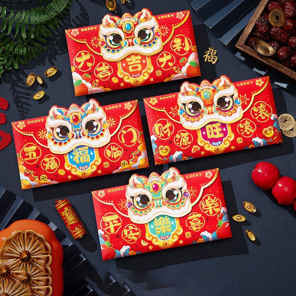 

4/6PCS Cartoon Paper Red Envelopes 4/6Pcs Thickened New Year Lucky Bag Chinese Style Spring Festival Envelopes Snake Year