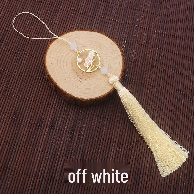 Colorful Clouds Chasing the Moon Tassel Pendant for Hanfu Qipao - 12CM Fan Lantern Jade Lapel Accessory