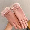 Plush Cat Women Gloves Cold Protection Winter Mittens Simple Full Finger Gloves  Ski
