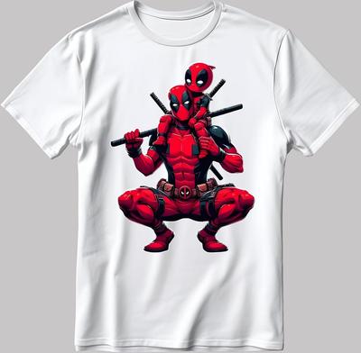 Deadpool and Baby Deadpool Short Sleeve White-Black Men's / Women's T-Shirt KA91