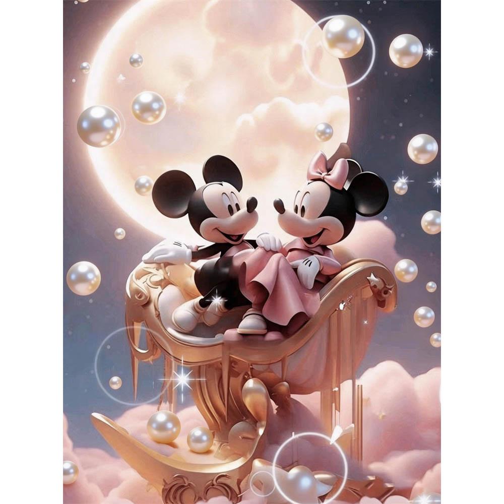 

Disney Fairy Pastel Mickey and Minnie Pearl Canvas Wall Decor Set 5D Pearl Puzzle Embroidery Home Decor Handmade Gift 35x45cm
