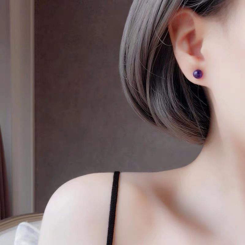Beixi Amethyst & Sterling Silver Grape Ball Earrings 925 Silver